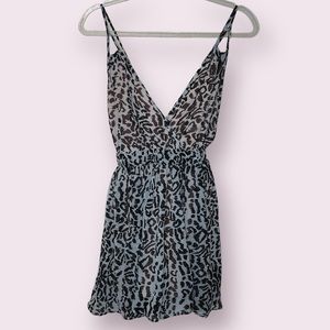 Stella & Jamie Animal Print Champagne V-Neck Strappy Romper
